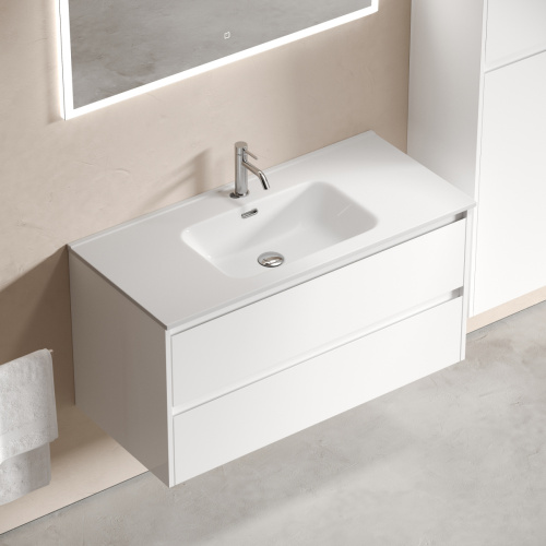 Тумба под раковину Sancos Libra LB100W 100х50 подвесная цвет белый - фото 5